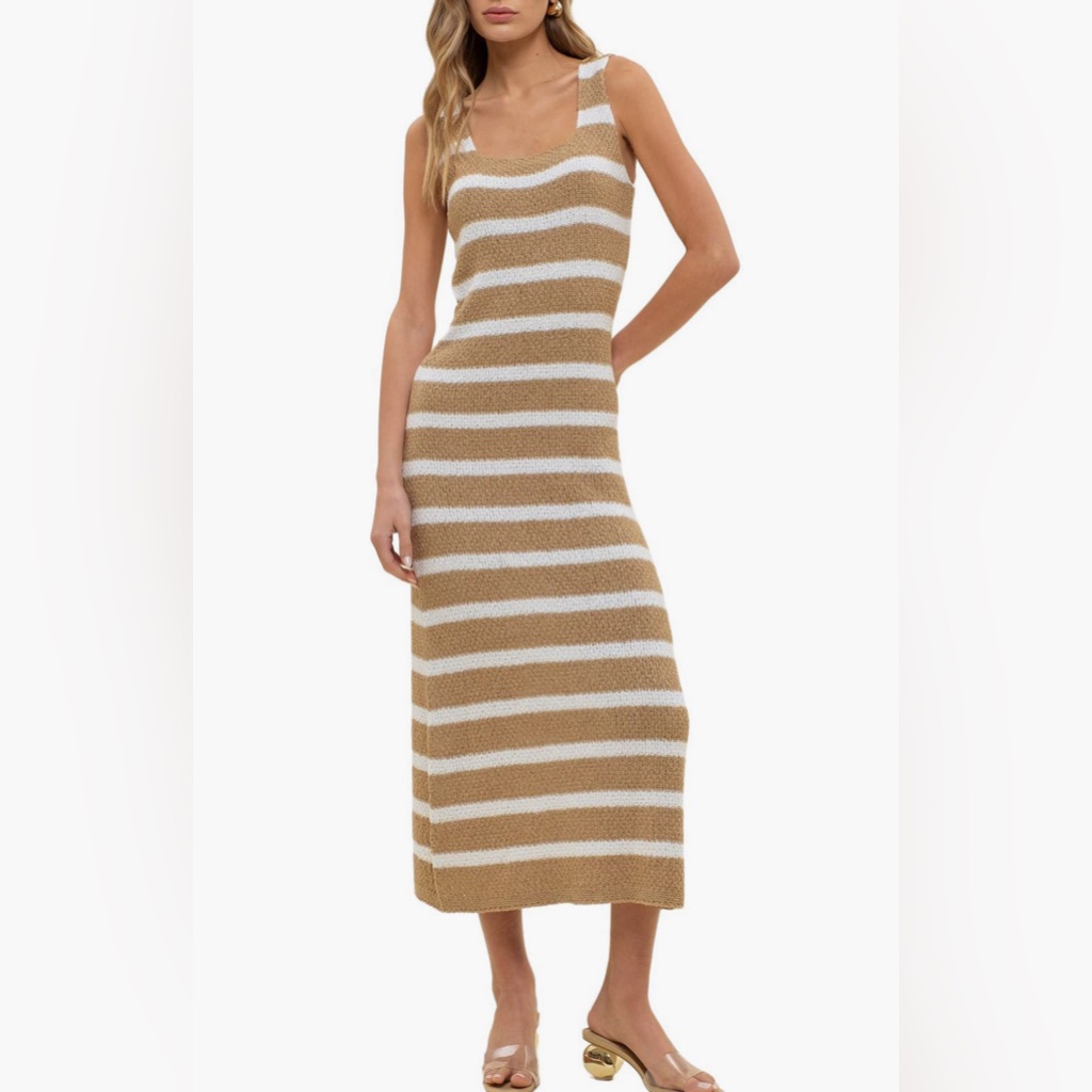 Blu Pepper Stripe Knit Midi Dress